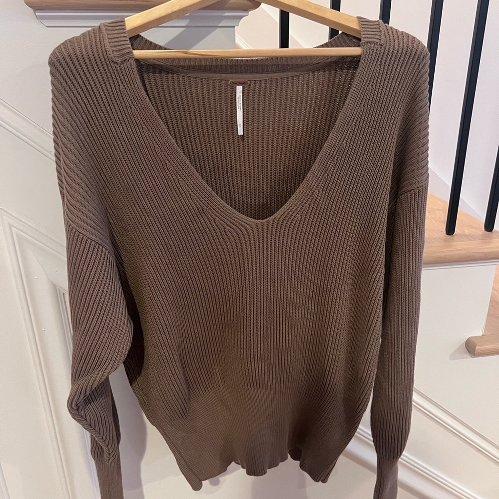 Free People olive green V-Neck Sweater